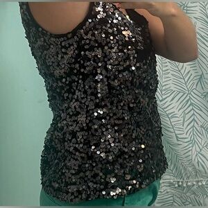 Sequined v neck and back tank